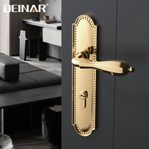 DEINAR迪纳简欧室内卧室门锁欧式房门锁复古典雅青古铜金色把手锁