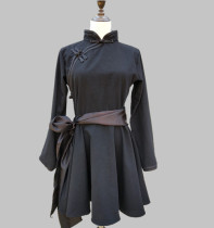 蒙古袍鸿雁舞蹈服装黑色艺考服筷子舞少数民族草原男女款表演服裙