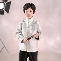 儿童唐装春秋男童中式主持人演出服小男孩中国风古装礼服套装冬季
