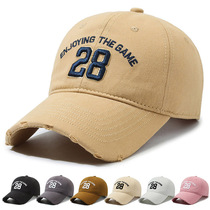 28新款棒球帽子女士夏季2024秋冬男破洞防晒遮阳鸭舌帽设计感小众