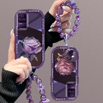 适用红米k50pro手机壳新款红米k50至尊版女士唯美超火高级感硅胶晶莹紫玫瑰花朵防摔全包保护套
