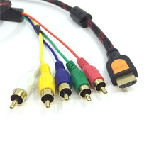 HDMI转5RCA色差线高清播放器连接电视YPBPR分量线音视频线转接线