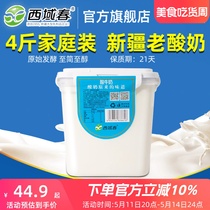 新疆西域春酸奶桶装4斤老酸奶大桶实惠装新疆特产益生菌酸牛奶2kg