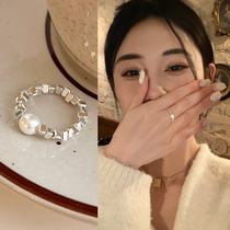 碎银子珍珠戒指小众设计轻奢气质高级感食指戒时尚个性冷淡风指环