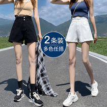 高腰牛仔短裤女2021年新款网红显瘦夏季薄款阔腿宽松a字超短热裤