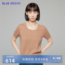 BLUE ERDOS女装秋冬舒适简约纯羊绒圆领半袖针织衫女套衫