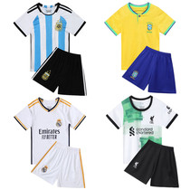阿根廷巴西儿童足球服套装男女小学生长袖足球训练服梅西球衣定制