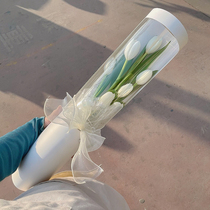 玫瑰花花盒透明包装盒康乃馨郁金香单只支花束半圆形pvc鲜花礼盒