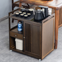移动茶水柜茶桌侧边柜实木茶台烧水壶一体茶边柜办公室茶具置物柜