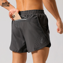 运动短裤男带内衬可放手机口袋跑步裤健身裤马拉松训练裤