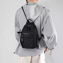 小型双肩包男运动旅行大容量胸包迷你轻便男士户外休闲黑色小背包