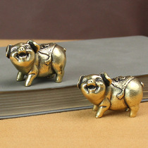 纯铜十二生肖猪吉祥物金属材质黄铜小摆件动物可爱福猪工艺制品
