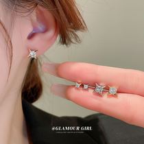 银针锆石芒星耳钉时尚个性简约新款耳饰小巧轻奢设计百搭耳环