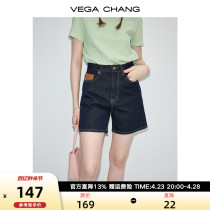 VEGA CHANG牛仔裤女2024年夏新款复古宽松显瘦直筒牛仔五分短裤子