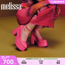 Melissa梅丽莎2024新款女士时尚芭比高跟气质搭扣粗果冻鞋33998