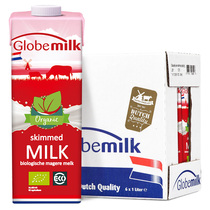 荷兰原装进口 荷高Globemilk有机脱脂纯牛奶1L*6盒 3.8%蛋白含量