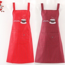 双肩背带式围裙女家用防水防油厨房可爱日系纯棉时尚韩版大人罩衣