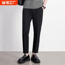 休闲西裤男士商务正装直筒裤子夏季垂感直通夏季薄款长裤九分裤。