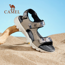 骆驼男鞋2024年夏季新款牛皮运动休闲凉鞋男户外魔术贴真皮沙滩鞋