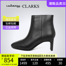 Clarks其乐女鞋2024春秋经典款高跟尖头短靴Seren55 Top海外现货