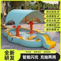 儿童充气游泳池婴儿家用遮阳滑梯户外宝宝折叠商用大型家庭戏水池