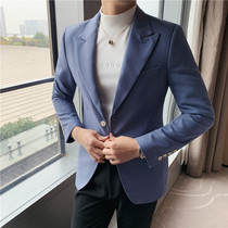 TWG潮牌男士休闲白色西装外套2022春秋新款韩版高级感双排扣西服