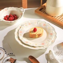 舍里小清新陶瓷饭碗盘子日式餐具家用点心盘甜品盘特别好看的盘子