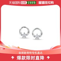 香港直邮专柜同购 周大福 女士18K/750白色黃金鑲天然鑽石耳環