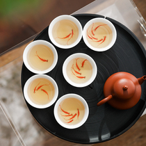德化白瓷茶杯陶瓷手绘主人杯功夫茶具茶杯套装单杯个人单杯茶盏