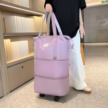 带万向轮的旅行包女大容量轻便拉杆行李包旅游收纳袋可折叠行李箱