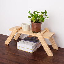 桌面小型置物架实木办公桌收纳架盆栽茶杯展示架台面小型书柜简约