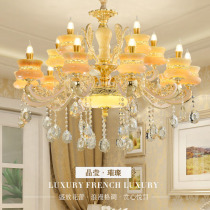 高端品质真玉石黄龙玉 欧式现代餐厅卧室锌合金客厅水晶吊灯 1806