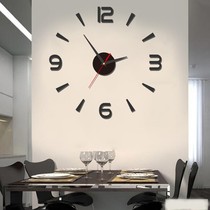 现代简约静音挂钟客厅创意时钟挂墙个性免打孔钟表diy 夜光贴墙钟
