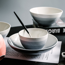 北欧ins风碗碟套装家用网红餐具碗盘创意个性陶瓷汤碗盘子大号碗