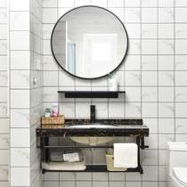 新品简易小户型浴室柜台下盆大理石台面组合卫生间洗脸盆挂墙式品