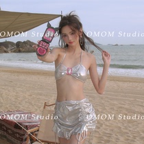 omom2024春夏新款比基尼泳衣女式性感BIKINI三件套沙滩度假泳装