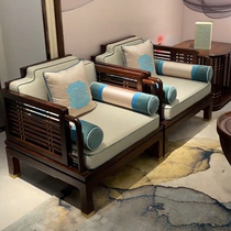 新中式乌金木单三人沙发组合现代简约高端别墅客厅禅意实木贵妃椅