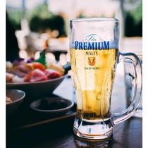 日本进口三得利生啤The PREMUIM MALT'S神泡厚实玻璃啤酒杯带把手