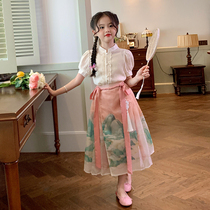栀了成长记女童时髦小女孩中国风套装夏季儿童上衣马面裙半身裙子