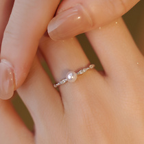 赛赛莉安天然淡水珍珠S925纯银戒指简约轻奢气质可调节可调节小众