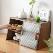 日式碗柜家用厨房小型家具收纳柜杯架碗碟实木置物柜台式桌面柜子