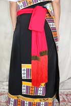 搭配藏服腰带西藏藏族老阿妈传统手工精致流苏男女红绿布腰带