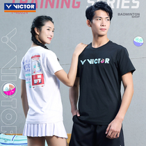 新款victor胜利羽毛球服威克多比赛训练短袖T恤速干透气T-40024