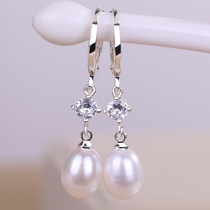 天然珍珠耳环女 925纯银耳扣长款韩国气质新款潮网红妈妈耳饰品