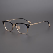 新款 日本手工设计师潮百搭纯钛方框 复古文艺男女近视眼镜架全框