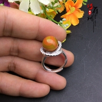 天然精美战国红玛瑙925银镶嵌戒指天然8字象形饰品尺寸可调