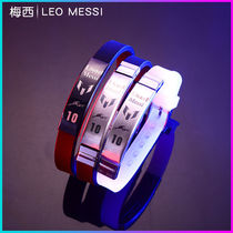 足球手环梅西C罗内马尔球迷周边礼物运动硅胶夜光手环可调节手链