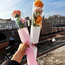 母亲节单支花束包装袋鲜花玫瑰康乃馨小花束透明包花纸花艺材料