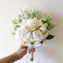 ins风领证拍照新娘结婚手捧花跟拍道具白色马蹄莲玫瑰手工仿真花