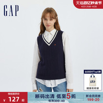 【断码优惠】Gap女装春季学院风V领针织高级背心马甲毛衣714947